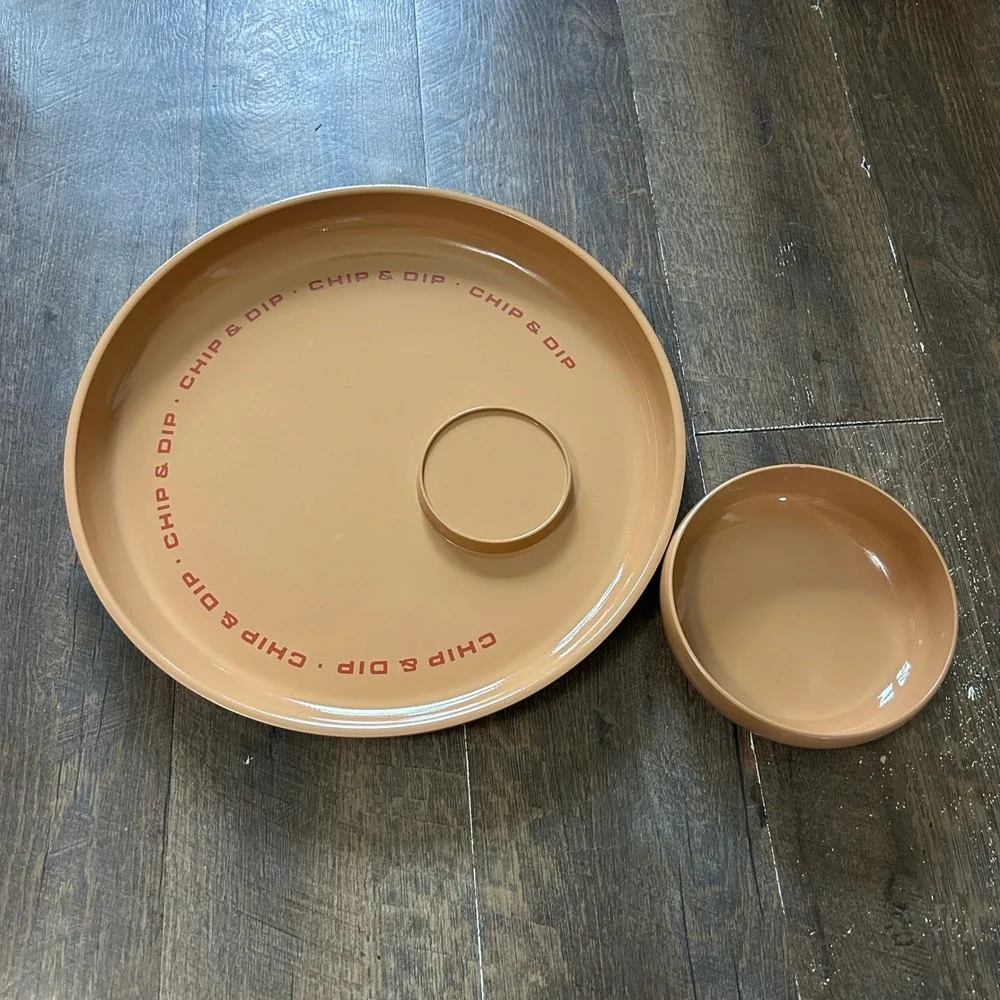 Vintage Georges Briard Melamine Chip and Dip Set Tan MCM Made in Japan Round